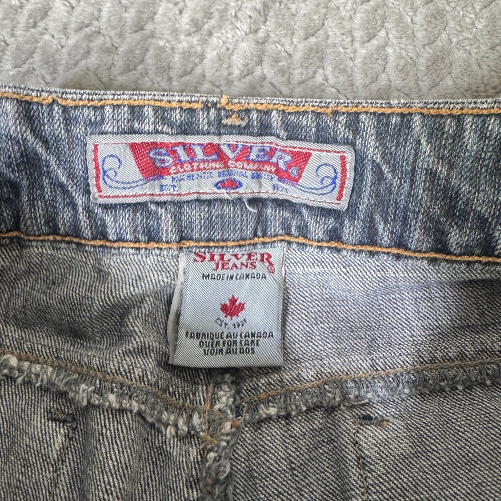 Silver Jeans Womens 31x30 Blackish Blue Denim Slit Hem Y2K Low Rise Canada Made - Picture 4 of 12